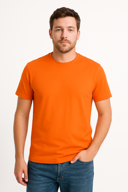 T-shirt van 100% Voorgekrompen Biologisch Katoen - Oranje