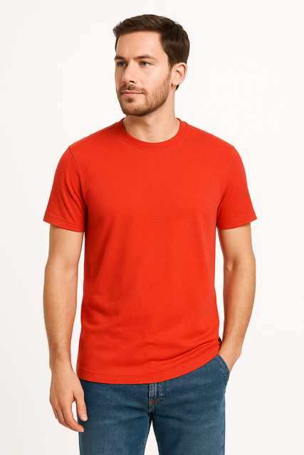 T-shirt van 100% Voorgekrompen Biologisch Katoen - Rood