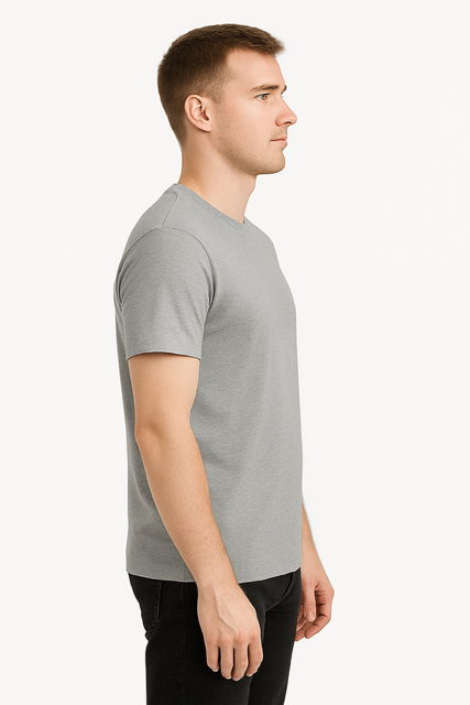 T-shirt van 100% Voorgekrompen Biologisch Katoen - Oxfordgrijs - Image 3